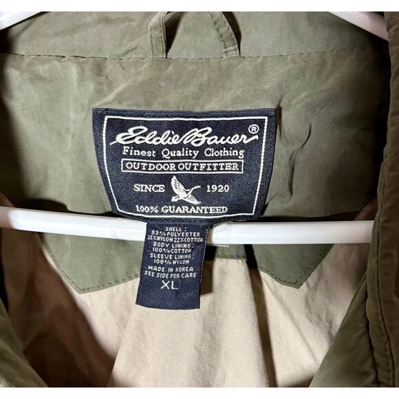 Vintage Y2K Eddie Bauer Green Men’s Field Chore Jacket Full Zip Sz XL - Picture 4 of 9